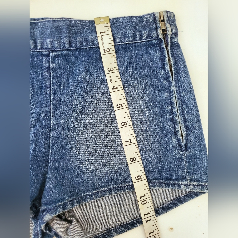 Vintage Y2K Denim Shorts French Connection Zipper High Waist Festival Boho XS 2 - Picture 9 of 9
